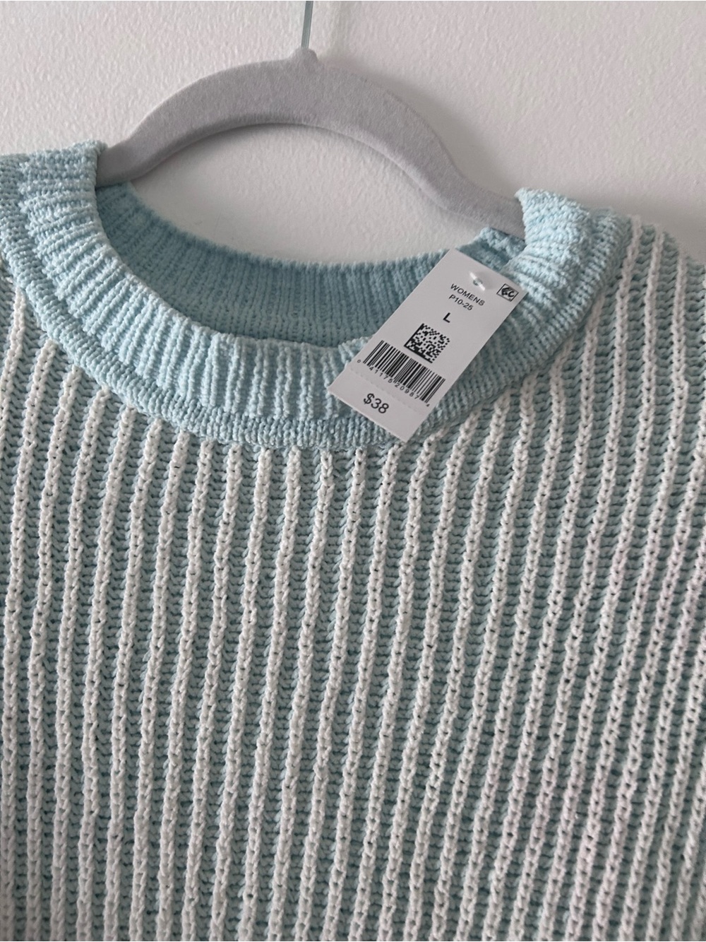 dip Two-Tone Light Blue Ribbed Crewneck Sweater - Picture 4 of 4